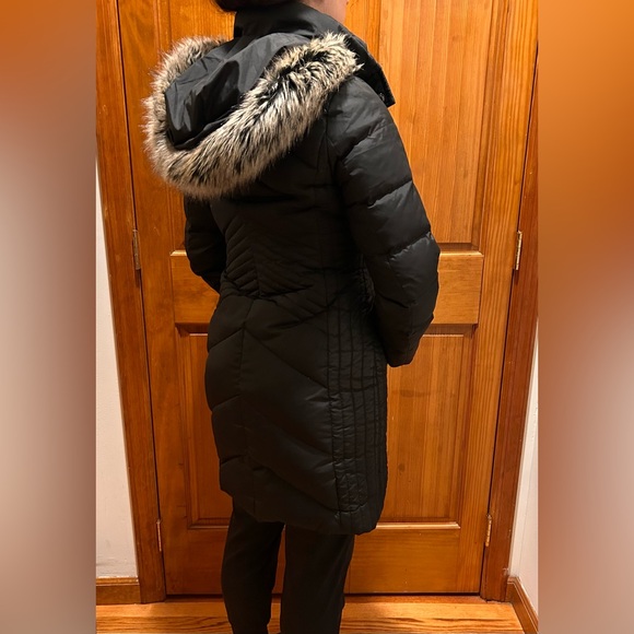 London Fog Faux Fur Hooded Down Puffer Coat, XXS - Picture 3 of 6